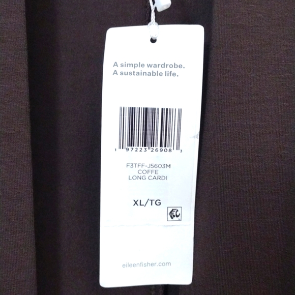 Brown Cardigan Jacket XL w/ Pockets  Sustainable TENCEL Elieen Fisher NWT - Picture 11 of 14